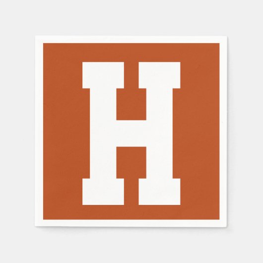 Serviette En Papier Blanc Grande Initial Moderne | Rouille (Devant)