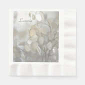 Serviette En Papier Blanc Lunaria Dollar Argent Élégant (Devant)