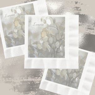 Serviette En Papier Blanc Lunaria Dollar Argent Élégant