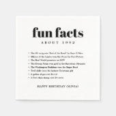 Serviette En Papier Blanc Moderne Minimal Fun Facts Anniversaire Année (Devant)