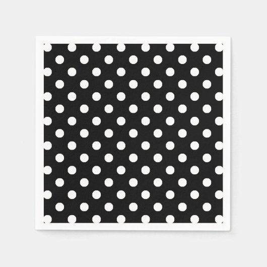 Serviette En Papier Blanc noir pois (Devant)