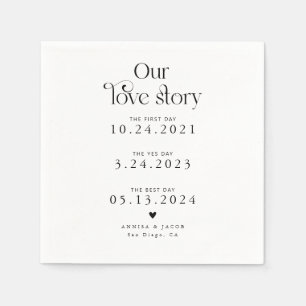 Serviette En Papier Blanc Notre histoire d'amour Mariage rétro Napkin