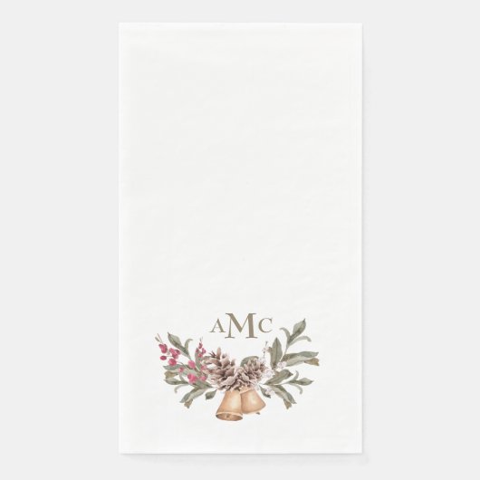 Serviette En Papier Blanc Personnalisé Monogramme Noël (Devant)