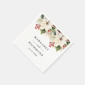 Serviette En Papier Blanc Poinsettia Red Berries Livre de mariage d'hi (Coin)