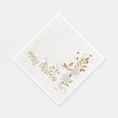 Serviette En Papier Blanc Poinsettia Red Berries Parties scintillant F (Coin)