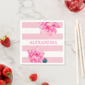 Serviette En Papier Blanc rose Fluale Chic Argent (En situation)