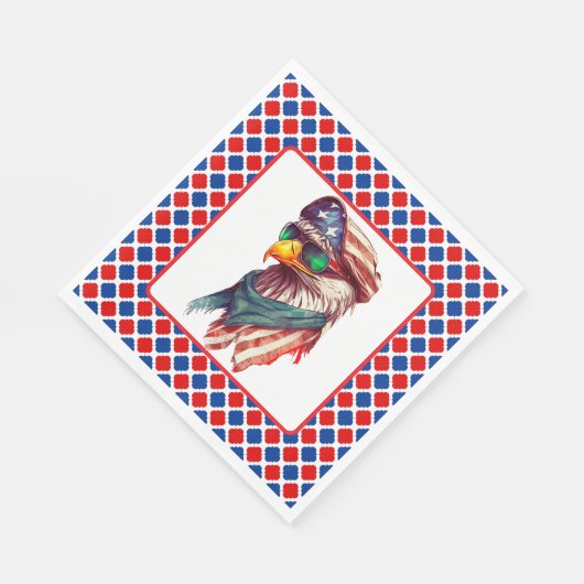 Serviette En Papier Blanc Rouge Et Bleu (Coin)