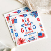 Serviette En Papier Blanc rouge et deux 4 juillet fête du 2e anniversa