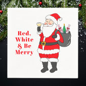 Serviette En Papier Blanc rouge et Soyez joyeux vin Père Noël
