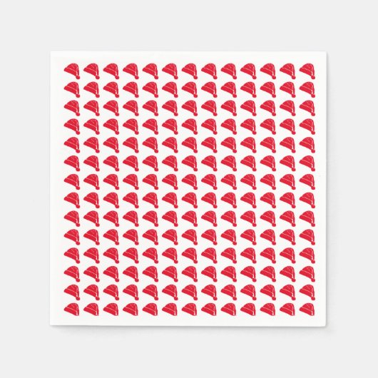 Serviette En Papier blanc rouge mignon Santa Hat motif papier de Noël (Devant)