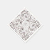 Serviette En Papier Blanc Rustique Rose d'hiver Mariage Élégant (Coin)