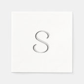 Serviette En Papier Blanc solide initialisé (Devant)