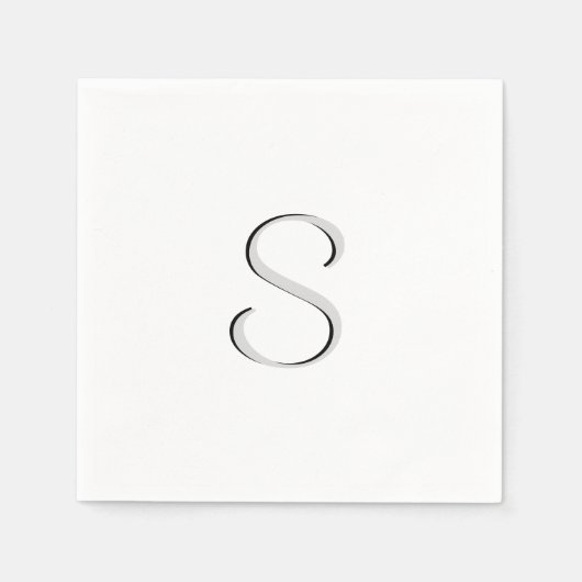 Serviette En Papier Blanc solide initialisé (Devant)