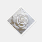 Serviette En Papier Blanc sur blanc - Rose sculpté (Coin)