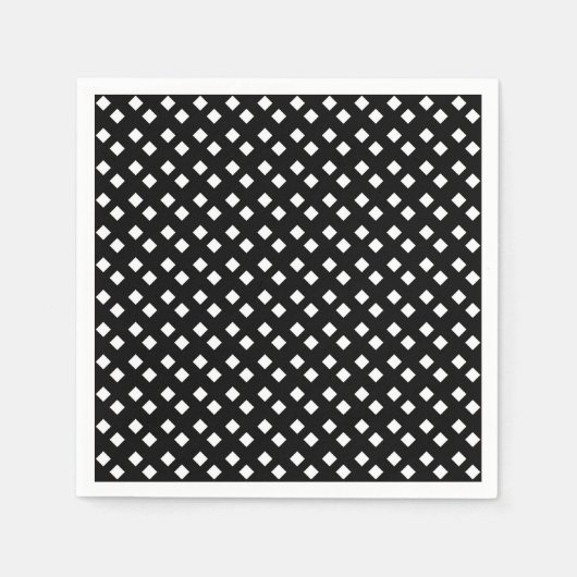 Serviette En Papier Blanc sur noir Diamant Design (Devant)