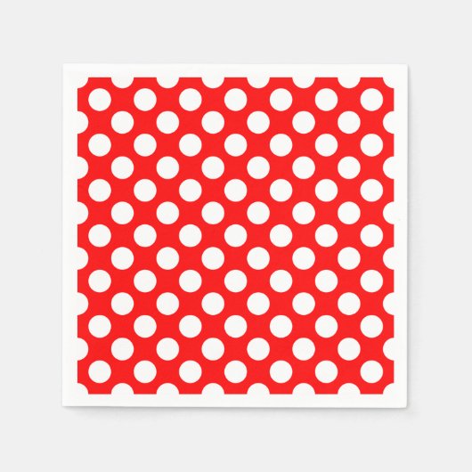 Serviette En Papier Blanc sur rouge grand format papier Pois (Devant)
