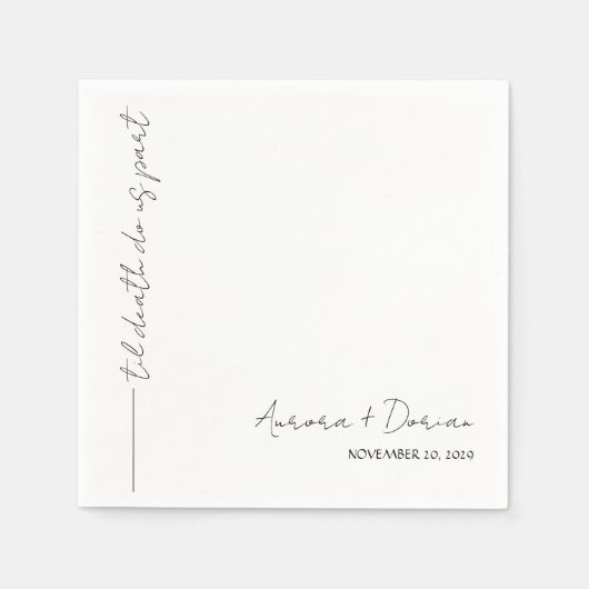 Serviette En Papier Blanc Til Mort Minimal Mariage Napkin (Devant)
