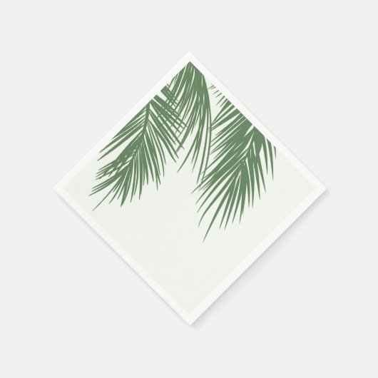 Serviette En Papier Blanc Vert Élégant Palm Tropical Feuille Mariage (Coin)