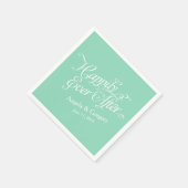 Serviette En Papier Blanc Vert Menthe Heureux Jamais Après Mariage (Coin)