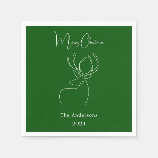 Serviette En Papier Blanc vert rennes abstraits Noël moderne (Devant)
