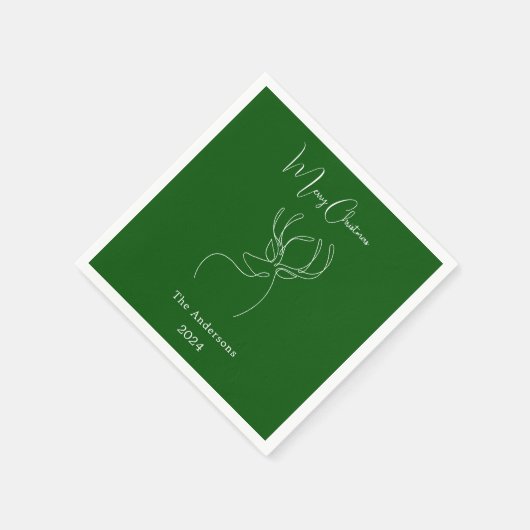 Serviette En Papier Blanc vert rennes abstraits Noël moderne (Coin)