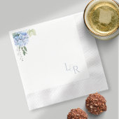 Serviette En Papier BLANCHE | Aquarelle bleu Hydrangea Mariage
