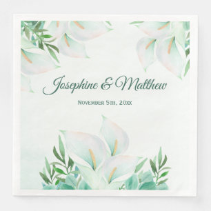 Serviette En Papier Blanche Calla Lily Mariage Floral Napkins