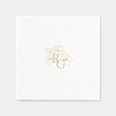 Serviette En Papier BLANCHE | Chic Faux Gold Monogram Mariage (Devant)
