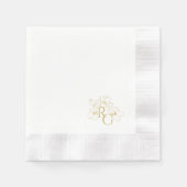 Serviette En Papier BLANCHE | Chic Faux Gold Monogram Mariage (Devant)