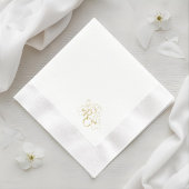 Serviette En Papier BLANCHE | Chic Faux Gold Monogram Mariage