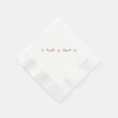 Serviette En Papier Blanche Élégante Rose Rose Personnalisée Initiales (Coin)