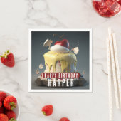 Serviette En Papier Blanche Neige Thème Anniversaire Gâteau Papier per (En situation)
