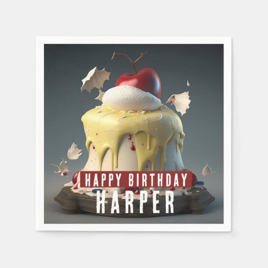 Serviette En Papier Blanche Neige Thème Anniversaire Gâteau Papier per (Devant)