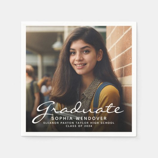 Serviette En Papier Blancs 2025 Photo Graduation Party (Devant)