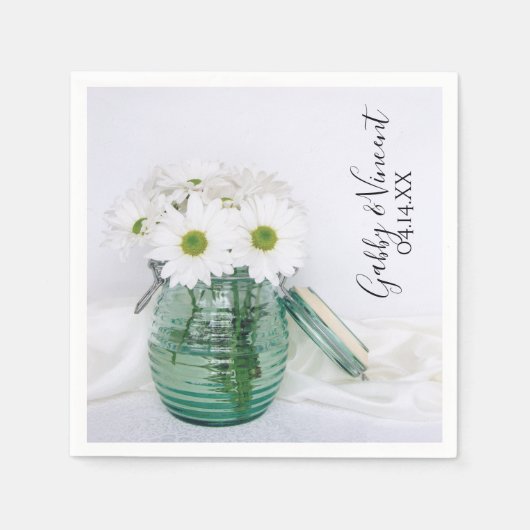 Serviette En Papier Blancs en bleu Jar Vase Mariage (Devant)
