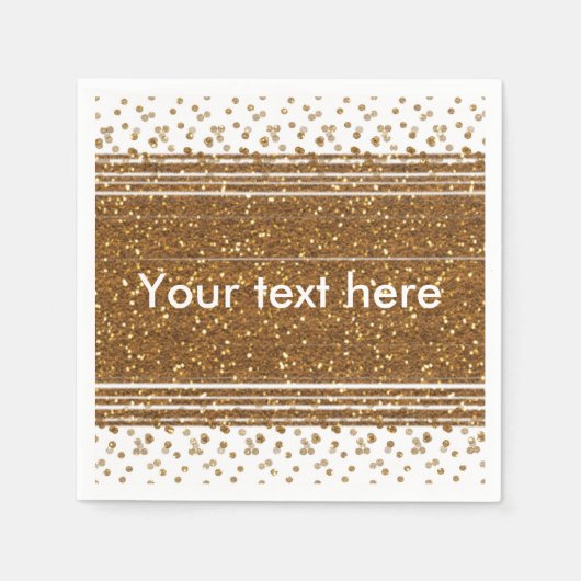 Serviette En Papier Blancs Faux brossé Gold Parties scintillant Party (Devant)