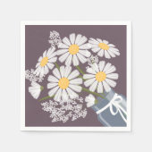 Serviette En Papier Blancs marguerites Mason Jar Bouquet Foncé pourpre (Devant)
