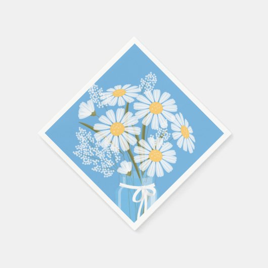 Serviette En Papier Blancs Mason Jar Bouquet Blue Corner (Coin)