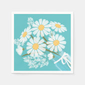 Serviette En Papier Blancs Mason Jar Bouquet Coin Turquoise (Devant)