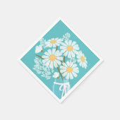 Serviette En Papier Blancs Mason Jar Bouquet Coin Turquoise (Coin)