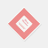 Serviette En Papier Blancs mignons et rayés rouges (Coin)