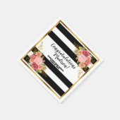 Serviette En Papier Blancs noirs Gris Or rose Graduation Florale (Coin)