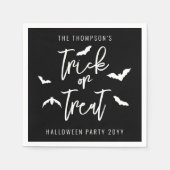 Serviette En Papier Blancs Ou Traite Script Avec Bats Halloween (Devant)
