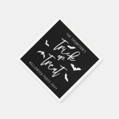 Serviette En Papier Blancs Ou Traite Script Avec Bats Halloween (Coin)