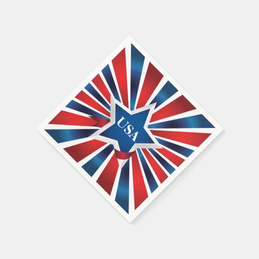 Serviette En Papier Blancs rouges et bleus USA Monogrammes (Coin)