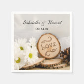 Serviette En Papier Blancs rustiques Mariage de bois (Devant)
