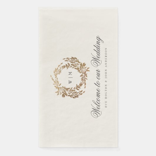 Serviette En Papier Blason Botanique Monogramme Or Classique pour Mari (Devant)