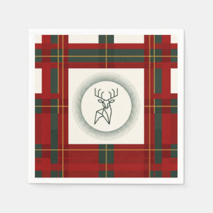 Serviette En Papier Blason de cerf tartan écossais