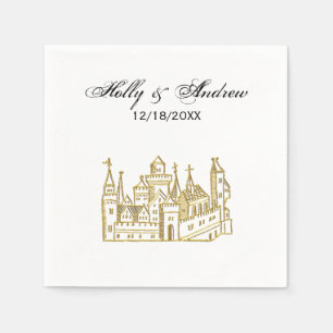 Serviette En Papier Blason de Château Héraldique Vintage #2 Faux Or
