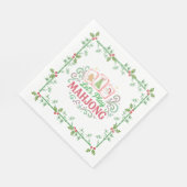 Serviette En Papier Blason de Mahjong de Noël | Monogramme (Coin)